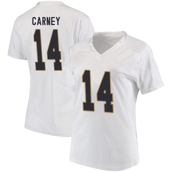 J.D. Carney Notre Dame Fighting Irish NCAA Women's #14 White Game College Stitched Football Jersey VUF1555LE